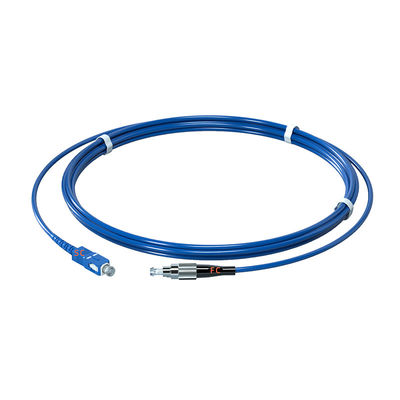 kupować FC UPC Connector Blue Single Mode Simplex FTTH Drop Cable Communication Armored Fiber Optic Patch Cord produkcja internetowa