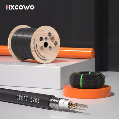 kupować Wysokiej prędkości HXCOWO Aerial Single Mode GYXTW Outdoor 12Core G652D Tube HDPE Jacket Armoured Fiber Optical Cable produkcja online