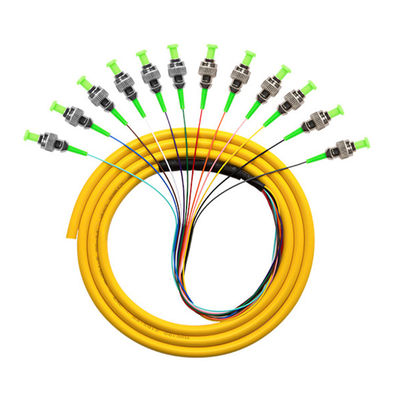 kupować PVC LSZH HXCOWO ST APC Connector SM MM 12 Core 1M Or Customized Length Fiber Optic Pigtail produkcja internetowa